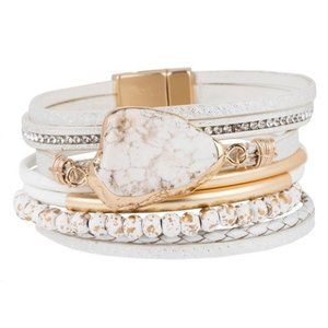 NEW SACCHI ARIA cuff bracelet stones leather LADIES GIFT jewelry BOHO graduation